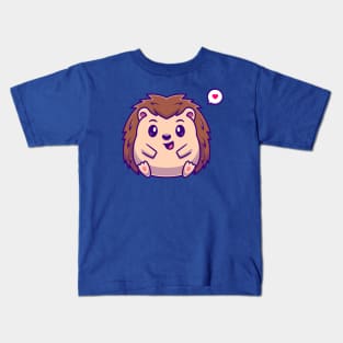 Cute Hedgehog Sitting Cartoon Kids T-Shirt